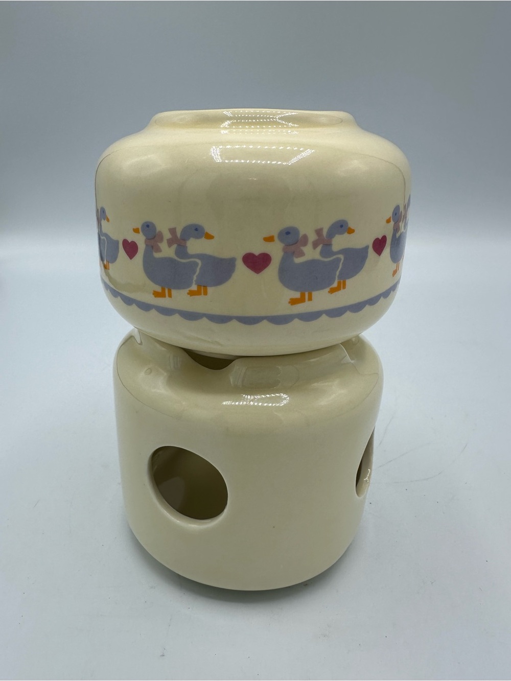 Vintage Ceramic Duck/Heart Tea Light Potpourri Wax Warmer Country Cottage Core